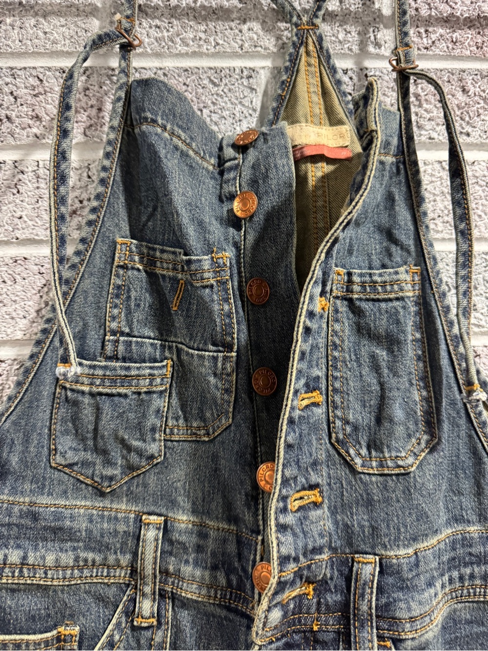 Pilcro Women's Blue Denim Paint-Splatter Overalls - Picture 2 of 7